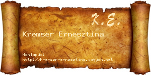 Kremser Ernesztina névjegykártya